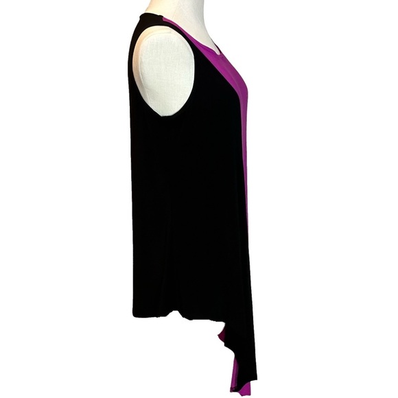 Joseph Ribkoff Asymmetrical Black and Fuchsia Sleeveless Flirt Tunic, size 12 - Picture 3 of 9